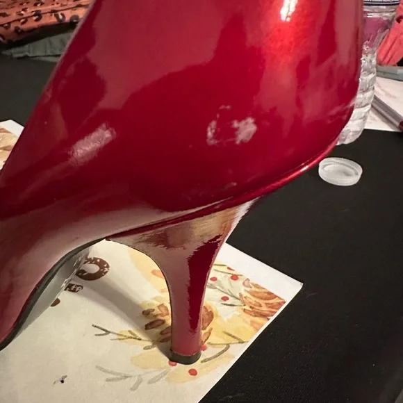 Gianni Bini Red Peep-Toe Heels - Picture 7 of 12